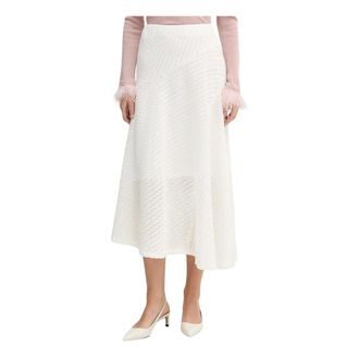 DKNY Dkny, Rokken, Dames, Beige, M, Polyester, Asymmetrische Midi Rok