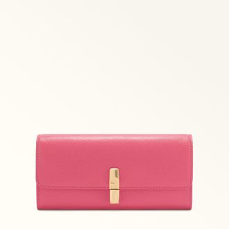 Furla Iride Continental Wallet Xl Velvet Pink Textured Leather Woman
