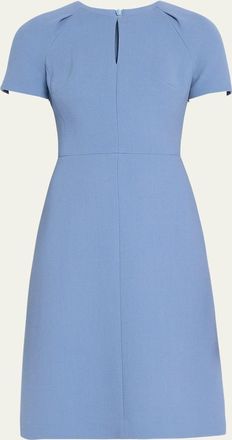 Kiton Short-Sleeve Wool Crepe Keyhole Sheath Dress