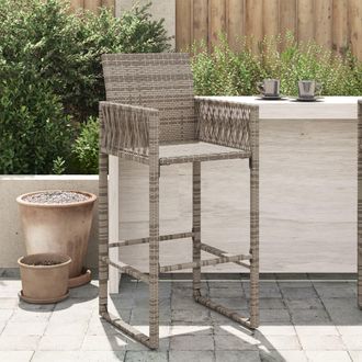 vidaXL Vidaxl - Taburetes Altos De Jard&iacute;n 2 Unidades Rat&aacute;n Sint&eacute;tico Gris
