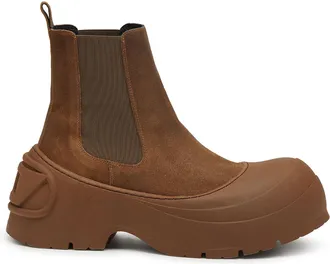 Diesel D-Donald-Chelsea boots in waxed suede and rubber - Boots - Man - Brown