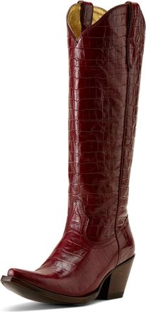 Ariat Womens Casanova X Toe Western Boots in Luxe Dubonnet Croc Print Leather, B Medium Width, Size 7.5, by Ariat