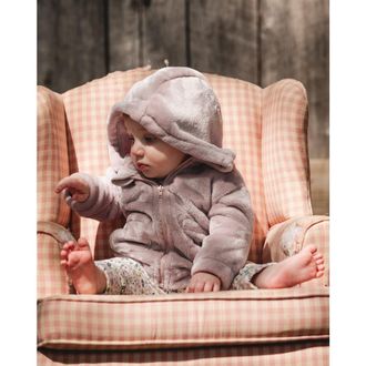 Deux par Deux Hooded Zip Plush Jacket in Neutral Purple at Nordstrom, Size 3M