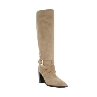 Dune London Womens Ladies Solanna - Block Heel Knee High Boots - Taupe - Size UK 8