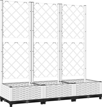 vidaXL Jardinera Con Enrejado Pp Blanco 120x40x121,5 Cm Vidaxl
