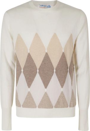 Ballantyne R Neck Pullover - Heren - Ronde hals truien - Veelkleurig - L - Kasjmier - Truien & Vesten
