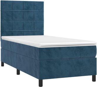 vidaXL Cama Box Spring Colch&oacute;n Y Led Terciopelo Azul Oscuro 80x200 Cm Vidaxl