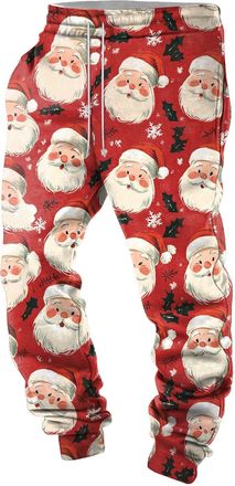 Generic Christmas Mens Tracksuit Bottoms Mens Jogger Gym Sweatpants Pants Loose Fit Workout Jogging Trousers Elasticated Waisted Running Trousers Tracksuit Jo