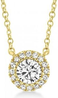 Allurez Diamond Halo Pendant Necklace 14k Yellow Gold (0.25ct)