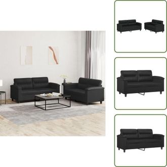 vidaXL Divano con cuscini - vidaXL Set di Divani 2 pz con Cuscini Nero in Similpelle - Divano con struttura in metallo
