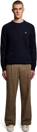 Lyle & Scott Ribbed Cable Knit Long Sleeve Sweater in Dark Navy Marl at Nordstrom, Size Xx-Large