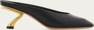 Ferragamo Women S-shaped heel mule Black Size 10.5