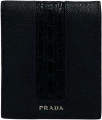Prada Pre-owned Saffiano Leder Portemonnee - Heren - Vintage Accessoires - Zwart - ONE Size - Leer - Vintage