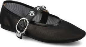 Journee Collection Naveah Studded Ballet Flat in Black Mesh at Nordstrom Rack, Size 6.5