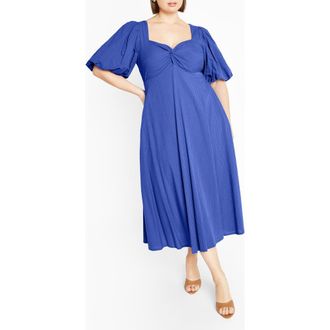 City Chic Hermione Puff Sleeve Empire Waist Maxi Dress in Sky Blue at Nordstrom, Size Xs
