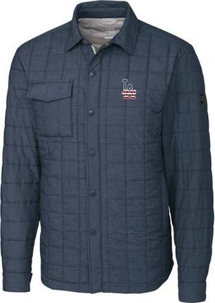 Cutter & Buck Mens Cutter & Buck Gray Los Angeles Dodgers Americana Rainier Full-Snap Shirt Jacket at Nordstrom, Size Large