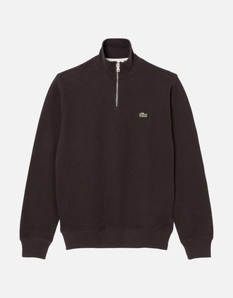 Lacoste Mens Lacoste SH1927 Quarter Zip Sweatshirt - Brown - Size: 44