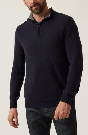 34 Heritage Cashmere, Silk & Wool Quarter Zip Sweater in Dark Navy at Nordstrom, Size Medium
