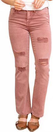 Flying Monkey High Rise Bootcut Jeans In Dusty Rose
