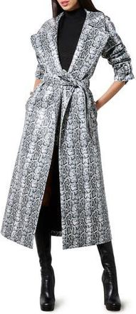 Alice & Olivia Jarret Snakeskin Print Coat in Off White/Black Python at Nordstrom Rack, Size Medium