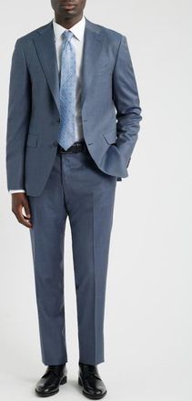 Canali Capri Trim Fit Solid Wool Suit in Blue at Nordstrom, Size 54