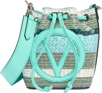 Mario Valentino Jules Tresse Leather Bucket Bag in Bermuda Green at Nordstrom Rack