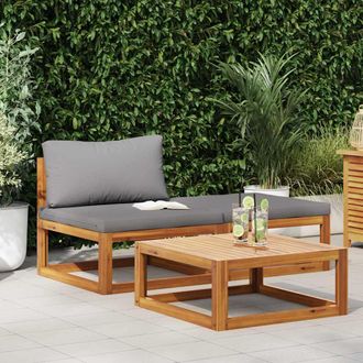 vidaXL Muebles De Jard&iacute;n 3 Piezas Con Cojines Madera Maciza De Acacia Vidaxl