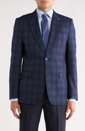 Elie Tahari Slim Fit Plaid Blazer in Navy at Nordstrom Rack, Size Xx-Large