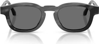 Armani 48mm Rectangle Sunglasses in Brushed Striped Grey /Grey at Nordstrom