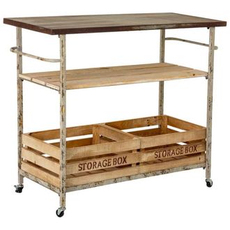Wanderlust Deco Carro expositor de madera y metal 104.14x43.82x88.9h cm