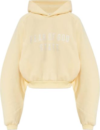 Fear of God embroidered-logo hoodie - women - Cotton - S - Yellow
