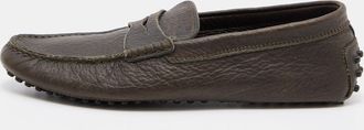 Tod's Tods Olive Green Leather Penny Slip On Loafers