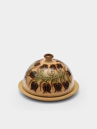 Poterie d'Évires Flowers Hand-Painted Ceramic Small Lidded Butter Dish