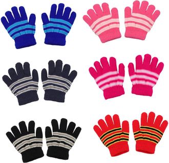 Generic 6 Pairs Knitted Winter Gloves Warm Full Finger Gloves for Ages 2 5 Soft and Cozy Assorted Colors for Cold Weather Activities