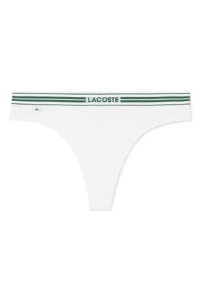 Lacoste High Waist Stretch Cotton Jersey Thong in White at Nordstrom, Size 3X-Large