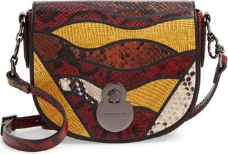 Longchamp Small Cavalcade Snakeskin Embossed Leather Crossbody Bag in Acid at Nordstrom Rack