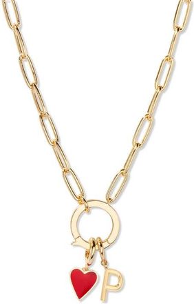 Brook & York Cameron Initial Heart Charm Necklace in Gold P at Nordstrom