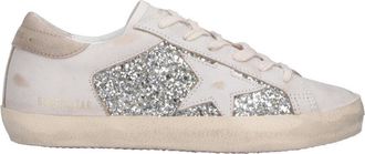 Golden Goose Low-Top Sneakers with Silver Glitter Accents