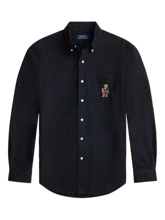 Polo Ralph Lauren Custom Fit Polo Bear brushedOoxford pocket shirt - men - Cotton - L - Black