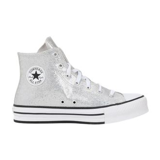 Converse Schoenen, Dames, Grijs, 37 1/2 EU, Leer, Chuck Taylor All Star Lift Platform Disco Glitter