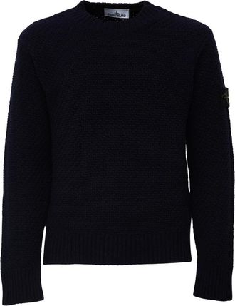 Stone Island Trui met ronde hals - Heren - Ronde hals truien - Blauw - M - Wol - Truien & Vesten