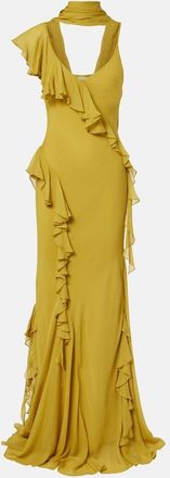 De La Vali Mayara ruffled georgette gown