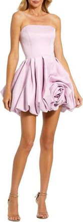 Mac Duggal Strapless Mini Dress With Rose Ruffle Detail in Lilac at Nordstrom, Size 12