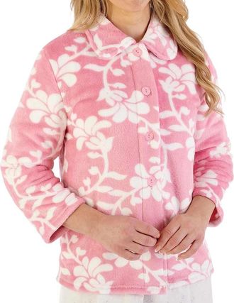 Slenderella Perfect 3/4 Sleeve Buttoned Bedjacket (12/14, pink)
