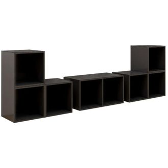vidaXL Vidaxl - Muebles De Sal&oacute;n 6 Piezas Madera De Ingenier&iacute;a Gris Brillo
