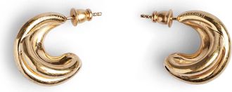 Panconesi Crescent-Shaped Huggie Earrings with Twisted Layered Design
