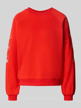 Ichi Sweatshirt mit gerippten Abschl&uuml;ssen Modell LELA in Hellrot, Gr&ouml;&szlig;e XS