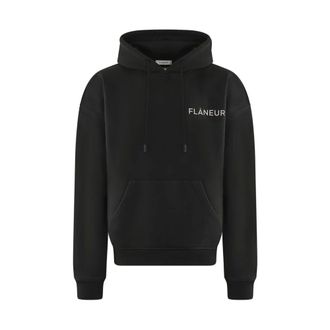Flaneur Hoodies, male, Black, XL, Double Logo Washed Hoodie