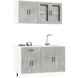 vidaXL Vidaxl - Mueble Cocina Kalmar Gris Hormig&oacute;n 4 Pzas Madera Contrachapada