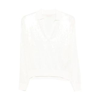 Liu Jo V-neck Knitwear, female, White, Size: XS Wa6218Ma68R V-neck Sweater